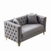 Sapphtopaz Velvet Couches for Living Room with Nailhead&Button Tufted Upholstered Leisure Sofa with Square Arms&Deep Seat for Apartment - 2 of 4