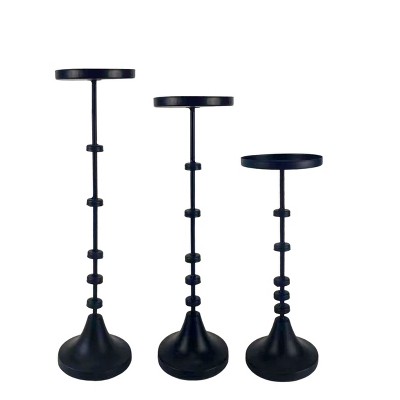 VIP Metal 15.75 in. Black Taper Candle Holder Set of 3