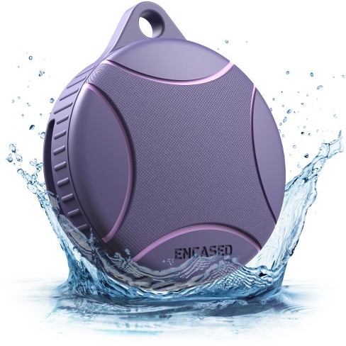 Encased Waterproof AirTag Case Full Body Protective Waterproof Great for Kids Pets with 3M Adhesive and Carabiner - Purple