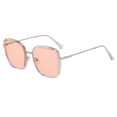 Anna-Kaci Minimalist Square Frame Sunglasses with Slim Metal Arms and Flat Top Bridge Design