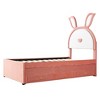 Okak Platform Bed Frame with Upholstered Rabbit-Shaped Headboard for Kids Noise-Free Bed with LED Lights Easy Assembly - 3 of 4