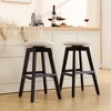 Beautyolove 26 in. Black Backless Wood Counter Height Swivel Bar Stool with Padded Fabric Seat (Set of 2) - 4 of 4