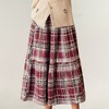 Anna-Kaci Women's High Waist Plaid Midi Skirt with Soft Textured Fabric and Tiered A-Line Silhouette - 3 of 4