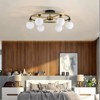 PAKOKULA Mid Century 6-Light Gold and Black Round Sputnik Semi Flush Mount Ceiling Light - 3 of 4