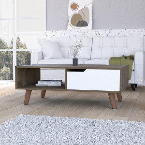 Manufactured Wood Coffee Table with 1 Drawer and 1 Shelf ¨C Modern Design for Living Room - 1 of 4