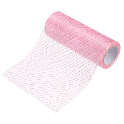 Unique Bargains Sheer Nylon Glitters Wave Mesh Decorative Ribbon Trim 6 Inch 10 Yards