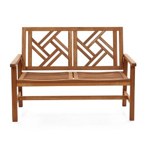 LuxenHome Carmel Solid Wood Outdoor Loveseat Park Bench - 1 of 4