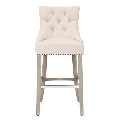 WestinTrends 29" Linen Fabric Tufted Buttons Upholstered Wingback Bar Stool