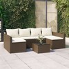 vidaXL Patio Lounge Set – 2 Piece Brown Poly Rattan Outdoor Furniture with Thick Padded Seat Cushions, Pillows, and Sturdy Coffee Table - 2 of 4