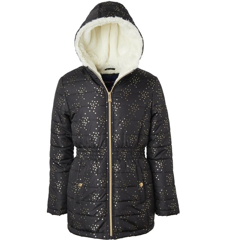 Limited Too Little Girl Midweight Long Puffer Jacket with Baby Fur Lining, 2 of 3