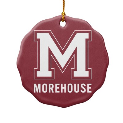 Morehouse College Primary Logo Porcelain Scalloped Holiday Christmas Tree Ornament