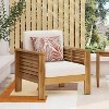 Christopher Knight Home Louver Outdoor Club Chairs with Cushions Acacia Wood Teak/Cream - 2 of 4