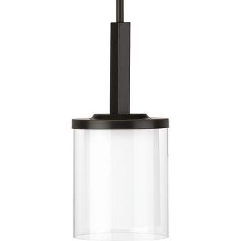 Progress Lighting Mast 1-Light Mini-Pendant, Antique Bronze, Clear and Etched Glass Shade