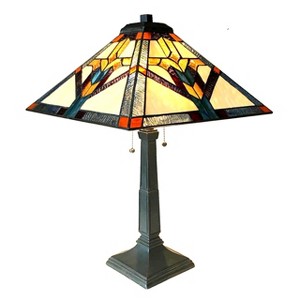 Chloe Lighting Shay Mission 2 Light Tiffany-Style Antique Dark Bronze Table Lamp 16" Shade - 1 of 3