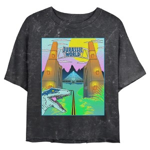 Juniors Jurassic World Retro Neon Gates T Shirt - 1 of 4