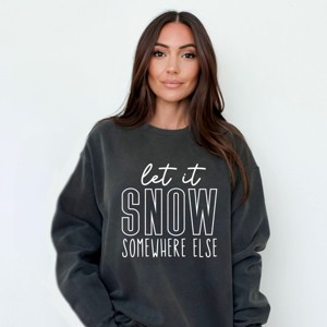 Simply Sage Market Let It Snow Somewhere Block Garment Dyed Sweatshirt - 2XL - Pepper - 1 of 4