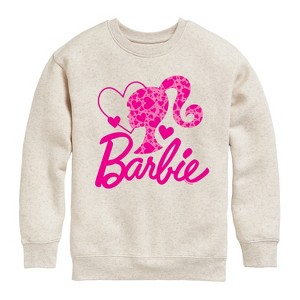 Boys' - Barbie - Barbie Logo Hearts Graphic Long Sleeve Fleece Sweatshirt - 1 of 4
