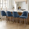 Bekrvio 26'' Counter Height Swivel Bar Stools Set of 4 —Backs and Wood Legs,Linen Fabric/PU Leather Upholstered Barstools for Kitchen Island - 4 of 4