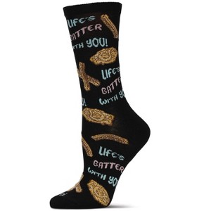 Memoi Women's Churros & Funnel Cake Rayon From Bamboo Crew Socks Black 9-11 - 1 of 2