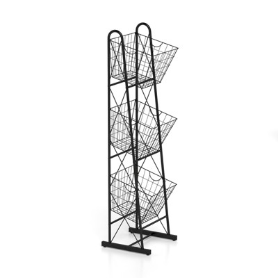 Fontoi Baker's Racks, Freestanding Metal Wire Rack, 3-Tier Storage Basket Organizer for Fruit Vegetables in Kitchen, Black, 14.9"*59.4"*15.1"