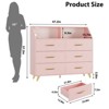 Homhougo Modern 6-Drawer Dresser with LED Lights & Charging Station - Triangle Pattern, Gold Legs Pink - 2 of 4