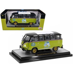 1960 Volkswagen Microbus Deluxe U.S.A. Model Lime Green and Black Ltd Ed to 6550 pieces 1/24 Diecast Model Car by M2 Machines - 1 of 3