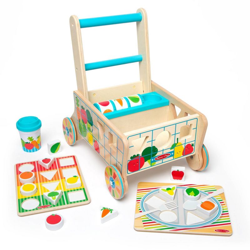 Melissa &#38; Doug Wooden Shape Sorting Grocery Cart Push Toy and Puzzles, 5 of 17