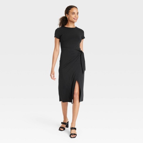 Women's Short Sleeve Tie-Front Wrap Dress - A New Day™ - image 1 of 3