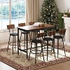 Zevemomo 7-Piece Counter Height Dining Set for 6, High Top Table with 6 PU Stools, Space-Saving Brown Bar Table Set for Small Spaces£¬brown - 2 of 4