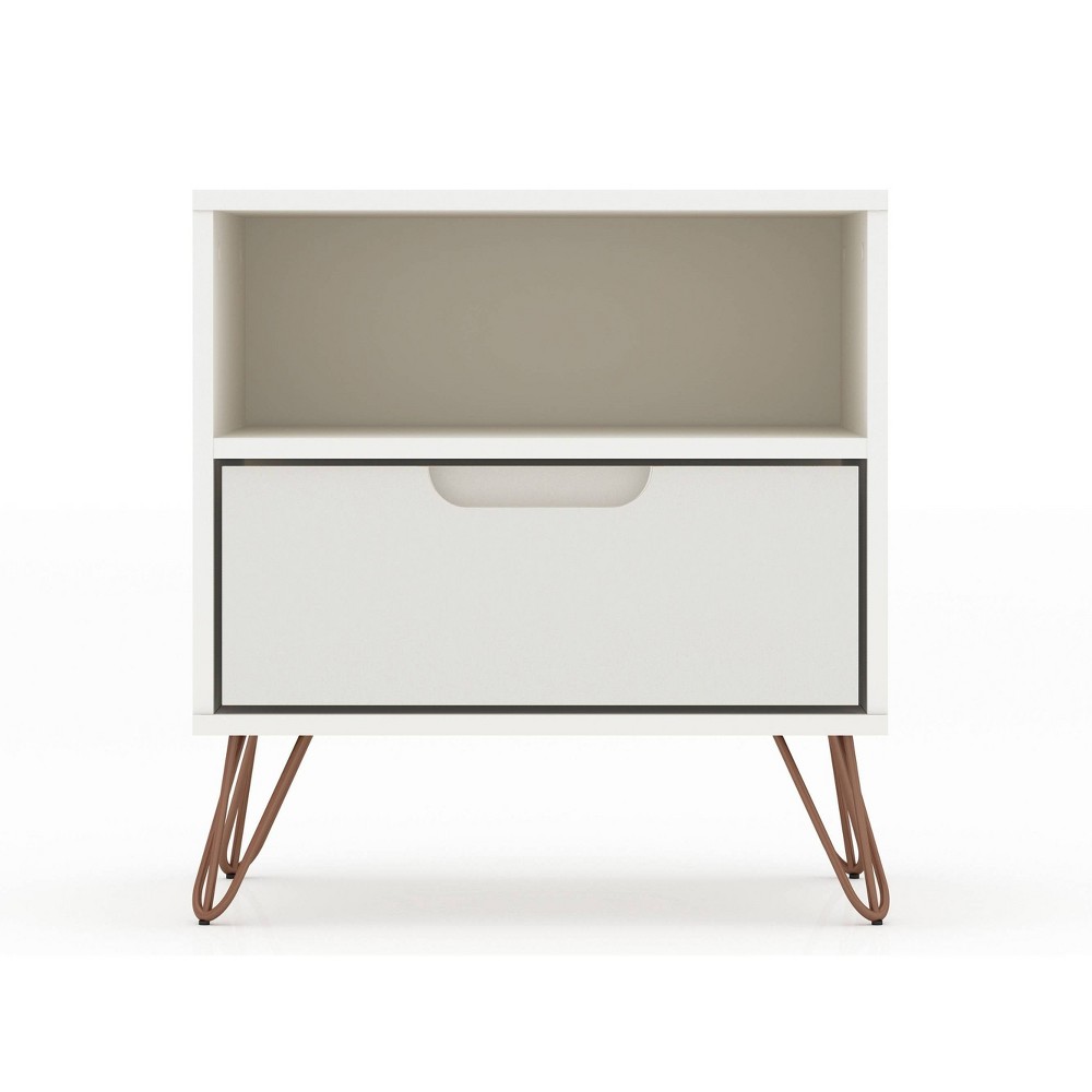 Photos - Storage Сabinet 1.0 Rockefeller Nightstand Off White - Manhattan Comfort