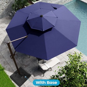 Crestlive Products 11.5FT Round Double Top Patio Offset Cantilever Umbrella With Base Set UV30+ Outdoor 360 Degree Rotation 7 Heights Adjustable - 1 of 4