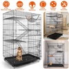 iMountek "4-Tier Metal Cat Cage with Rolling Lockable Wheels, 3 Doors, Ladders & Hammock for Cats & Ferrets" Black - 3 of 4