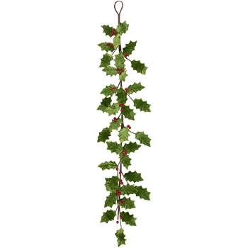 Northlight 43" Glittered Holly with Berry Christmas Garland