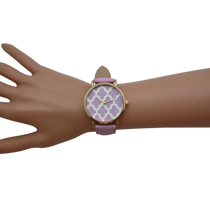 Olivia Pratt Lavender Geometric Pattern Leather Strap Watch, 5 of 6