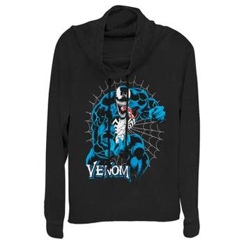 Juniors Womens Marvel Venom Retro Web Cowl Neck Sweatshirt