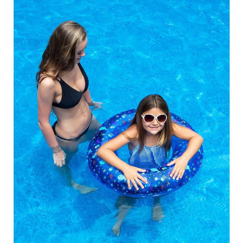 Swimline 30" Inflatable Blue Nautical Swim Ring Pool Float, 1 of 2