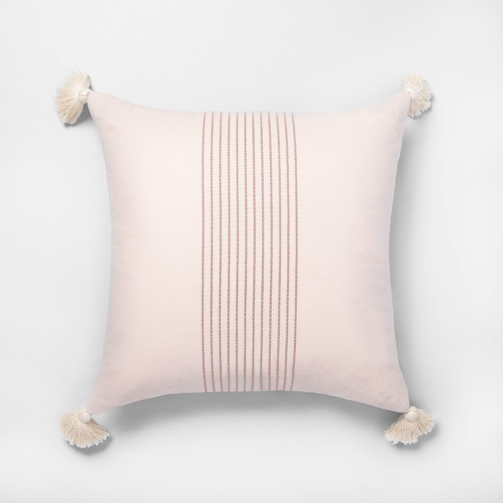 18 x 18 Tassel Stripe Throw Pillow Dusty Pink / Rose Gold - Hearth & Hand with Magnolia was $19.99 now $9.99 (50.0% off)