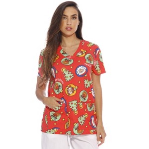 DreamCrest Women's Scrub Tops Holiday Scrubs Nursing Scrubs - 1 of 2