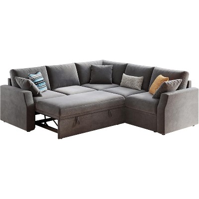 AMERLIFE 85 Inch Pull Out Sleeper Sofa Bed with Storage