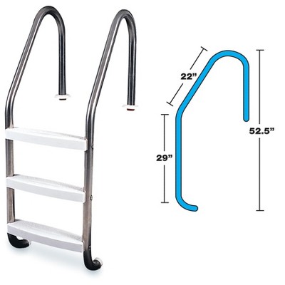 Swim Central Stainless Steel Pool Deck Ladder With Handrail - 52.5 ...