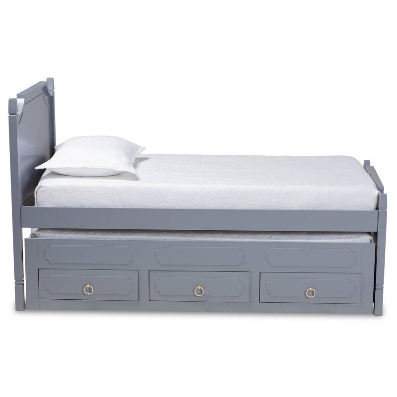 Twin 3 Drawer Mariana Wood Storage with Pull-Out Trundle Bed Gray - Baxton Studio, 4 of 12