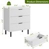 Wave Fluted 3 Drawers Dresser, 30'' Tall Wood Nightstand, Modern Chest of Drawers, Wide Side Table with Black Metal Legs for Bedroom Hallway, White - 3 of 4