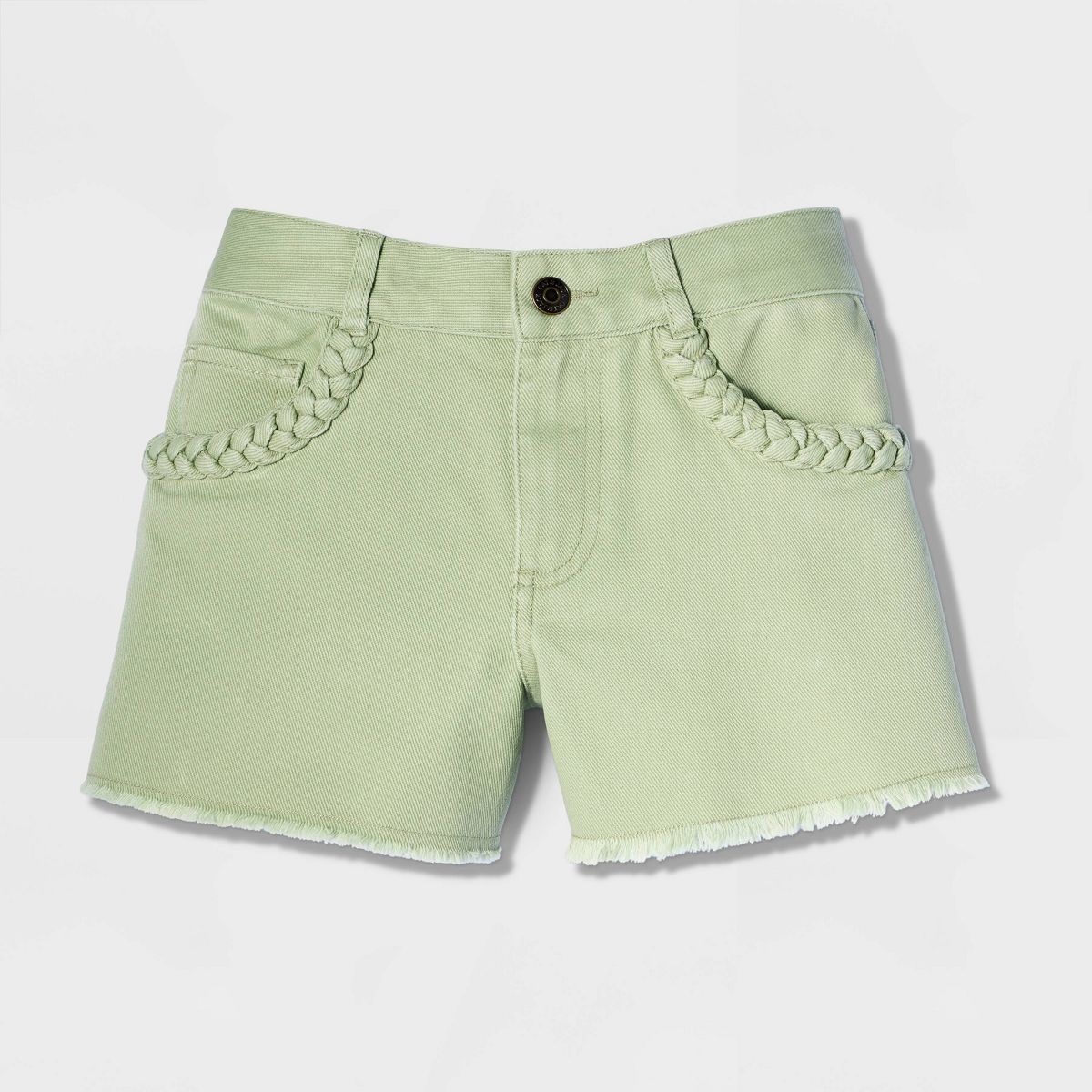 Girls' Mid-Rise Braided Twill Shorts - Cat & Jack™ - thumbnail 2