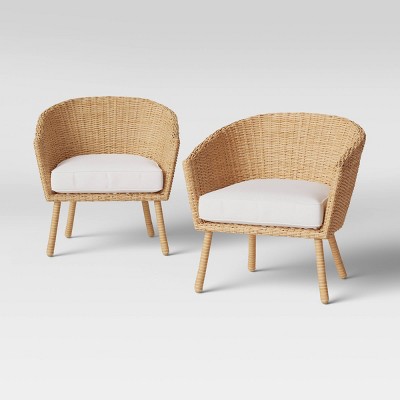 2pk Eliot Closed Weave Wicker Patio Club Chairs - Threshold™
