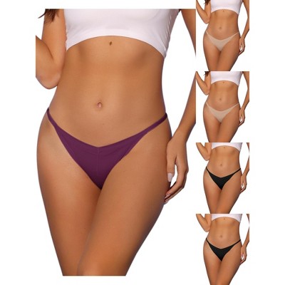 Allegra K Women's V-waisted Ruched Invisibles Breathable No Trace Thongs Multicolored