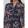 Hobemty Women's V-Neck 3/4 Sleeve Tie Waist Button-Down Floral Chiffon Dress - 4 of 4