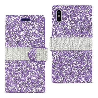 Reiko iPhone X/iPhone XS Diamond Rhinestone Wallet Case in Purple