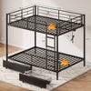 Greenstell Metal Bunk Bed Full Over Full Bed Frame with Storage Drawers & Charging Station and  LED Light ,with Safety Guardrail & Ladders Black - 2 of 4