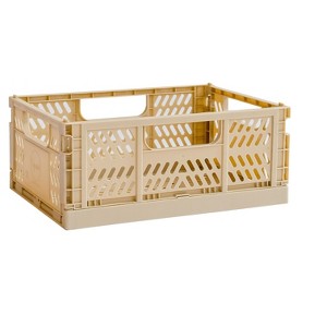 3 Sprouts Rectangular Recycled Plastic Foldable Crate (Medium Size) - Sand - 1 of 3