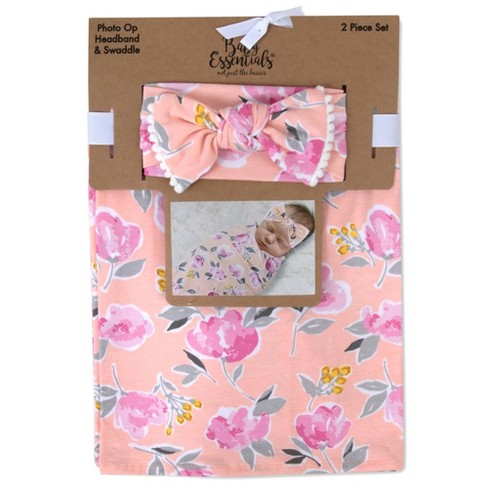 Baby Essentials Primrose Floral Swaddle Blanket And Headband Target